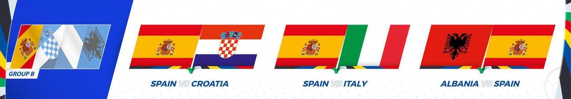 Spain football team games in group B of International football tournament 2024. vector