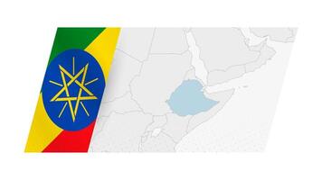 Ethiopia map in modern style with flag of Ethiopia on left side. vector