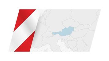 Austria map in modern style with flag of Austria on left side. vector