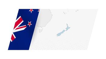 New Zealand map in modern style with flag of New Zealand on left side. vector