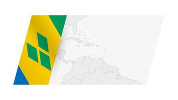 Saint Vincent and the Grenadines map in modern style with flag of Saint Vincent and the Grenadines on left side. vector