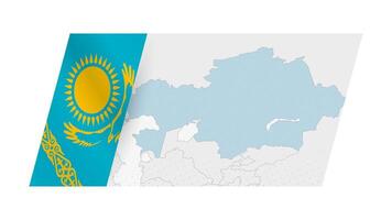 Kazakhstan map in modern style with flag of Kazakhstan on left side. vector