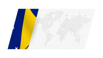 World map in modern style with flag of Tokelau on left side. vector