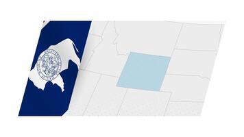 Wyoming map in modern style with flag of Wyoming on left side. vector