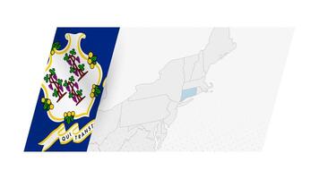 Connecticut map in modern style with flag of Connecticut on left side. vector