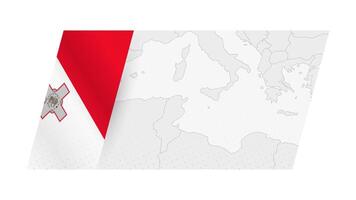 Malta map in modern style with flag of Malta on left side. vector
