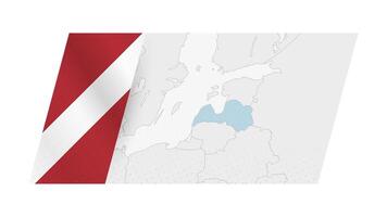 Latvia map in modern style with flag of Latvia on left side. vector