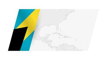 The Bahamas map in modern style with flag of The Bahamas on left side. vector