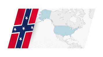 USA map in modern style with flag of Confederate on left side. vector