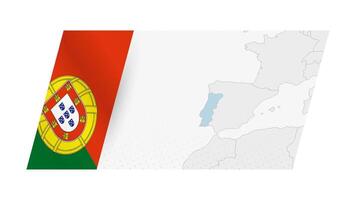 Portugal map in modern style with flag of Portugal on left side. vector