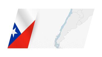 Chile map in modern style with flag of Chile on left side. vector