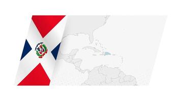 Dominican Republic map in modern style with flag of Dominican Republic on left side. vector