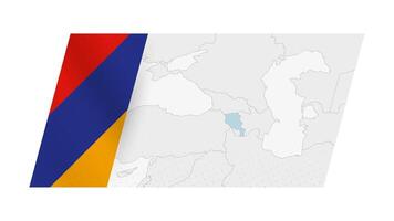 Armenia map in modern style with flag of Armenia on left side. vector