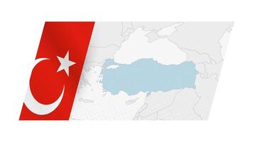 Turkey map in modern style with flag of Turkey on left side. vector