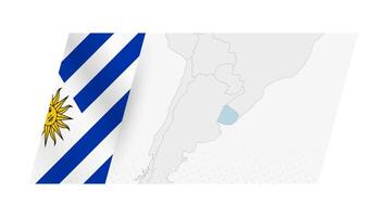 Uruguay map in modern style with flag of Uruguay on left side. vector