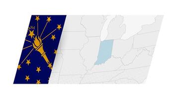 Indiana map in modern style with flag of Indiana on left side. vector
