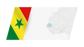 Senegal map in modern style with flag of Senegal on left side. vector