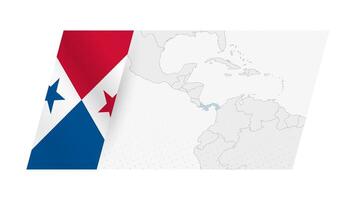 Panama map in modern style with flag of Panama on left side. vector