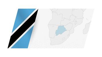 Botswana map in modern style with flag of Botswana on left side. vector