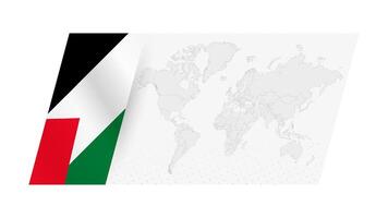 World map in modern style with flag of Palestine on left side. vector