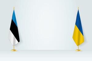 Estonia and Ukraine flag on indoor flagpole, meeting concept between Ukraine and Estonia. vector