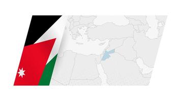 Jordan map in modern style with flag of Jordan on left side. vector