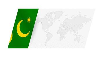 World map in modern style with flag of Cocos Islands on left side. vector