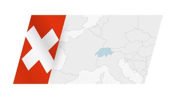 Switzerland map in modern style with flag of Switzerland on left side. vector