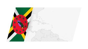 Dominica map in modern style with flag of Dominica on left side. vector