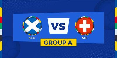 Scotland vs Switzerland football match on group stage. Football competition illustration on sport background. vector