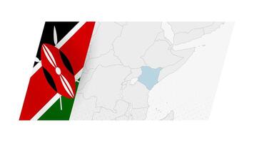 Kenya map in modern style with flag of Kenya on left side. vector
