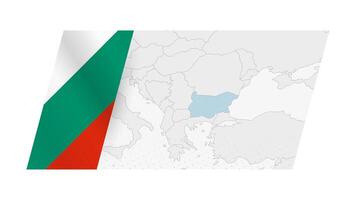 Bulgaria map in modern style with flag of Bulgaria on left side. vector