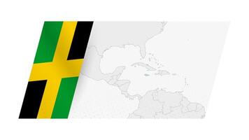 Jamaica map in modern style with flag of Jamaica on left side. vector