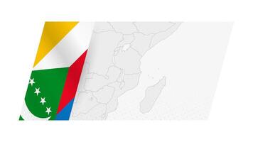 Comoros map in modern style with flag of Comoros on left side. vector