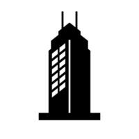 High rise building with antenna silhouette icon. vector