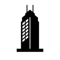 High rise building with antenna silhouette icon. vector