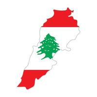 Lebanon flag map icon. vector