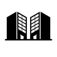 Two buildings silhouette icon. vector