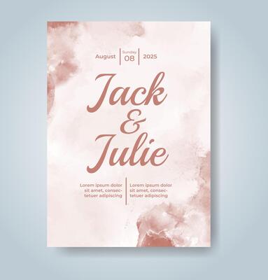 Wedding invitation with abstract watercolor background
