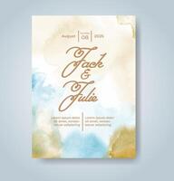 Wedding invitation with abstract watercolor background vector