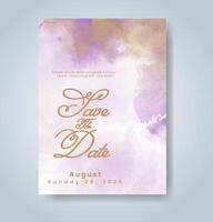 Wedding invitation with abstract watercolor background vector