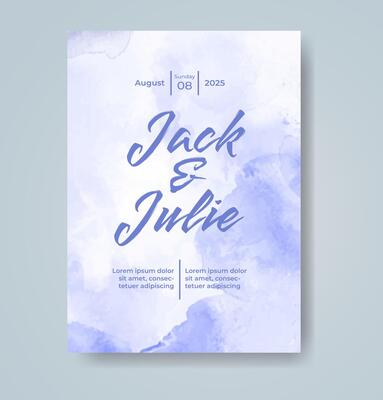 Wedding invitation with abstract watercolor background