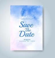 Wedding invitation with abstract watercolor background vector