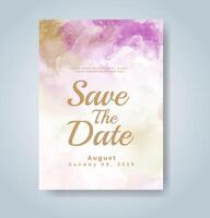 Wedding invitation with abstract watercolor background vector