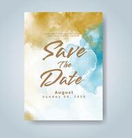 Wedding invitation with abstract watercolor background vector