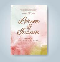 Wedding invitation with abstract watercolor background vector