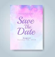 Wedding invitation with abstract watercolor background vector