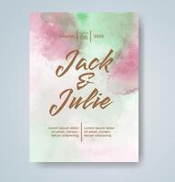 Wedding invitation with abstract watercolor background vector