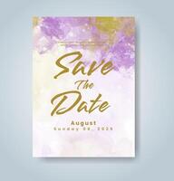 Wedding invitation with abstract watercolor background vector