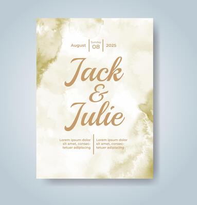 Wedding invitation with abstract watercolor background